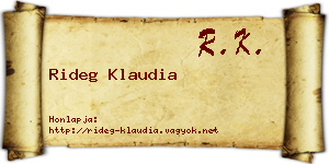Rideg Klaudia névjegykártya
